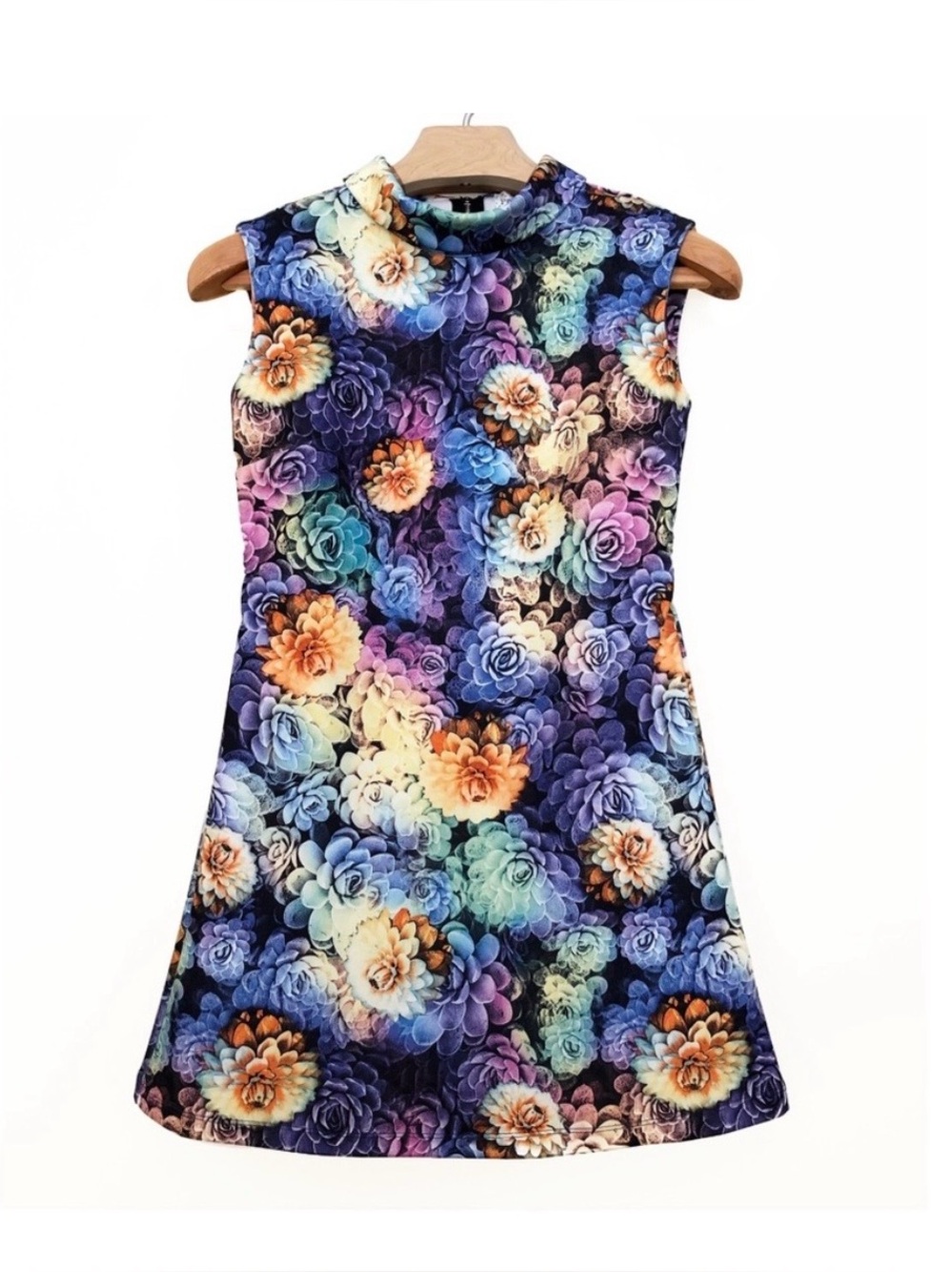Paper Dolls Colorful Floral Mini Party Dress